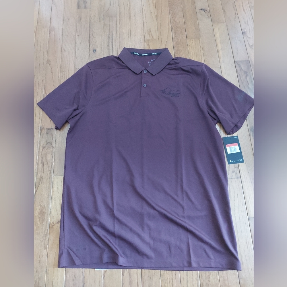 Nike Polo Shirt Mens Large maroon Dri Fit Nike Golf Old Corkscrew